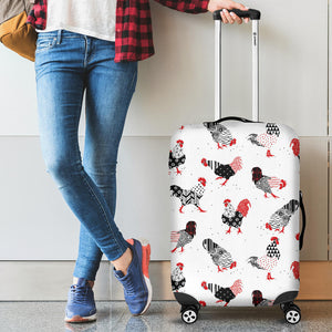 Cool Rooster Chicken Cock Floral Ornament Background Cabin Suitcases Luggages
