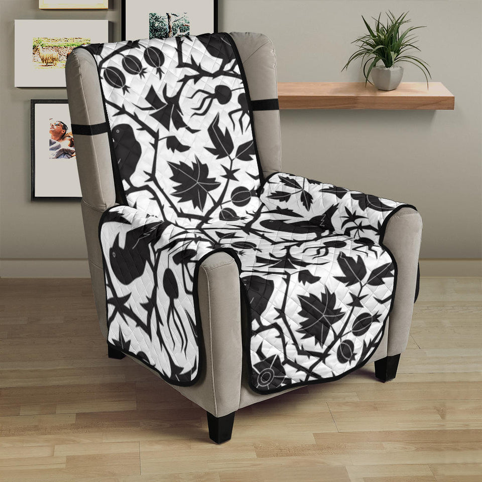Crow dark floral pattern Chair Cover Protector