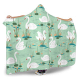 White Swan Lake Pattern Hooded Blanket