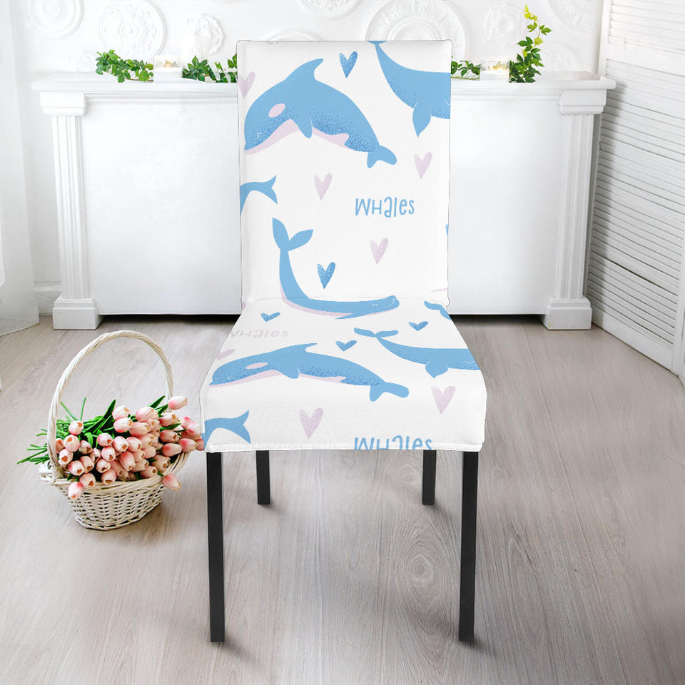 Blue Whale Pattern Dining Chair Slipcover