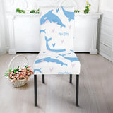 Blue Whale Pattern Dining Chair Slipcover