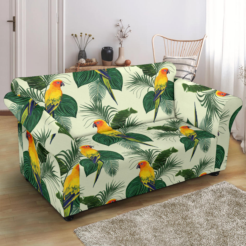 Beautiful Parrot Palm Leaves Pattern Loveseat Couch Slipcover