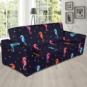 Watercolor Colorful Seahorse Pattern Sofa Slipcover