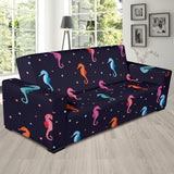 Watercolor Colorful Seahorse Pattern Sofa Slipcover