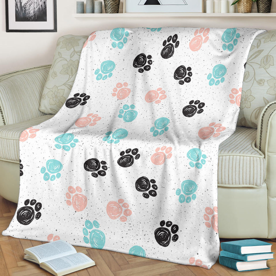 Dog Paws Pattern Print Design 04 Premium Blanket