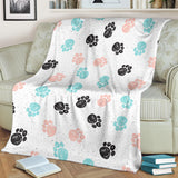 Dog Paws Pattern Print Design 04 Premium Blanket