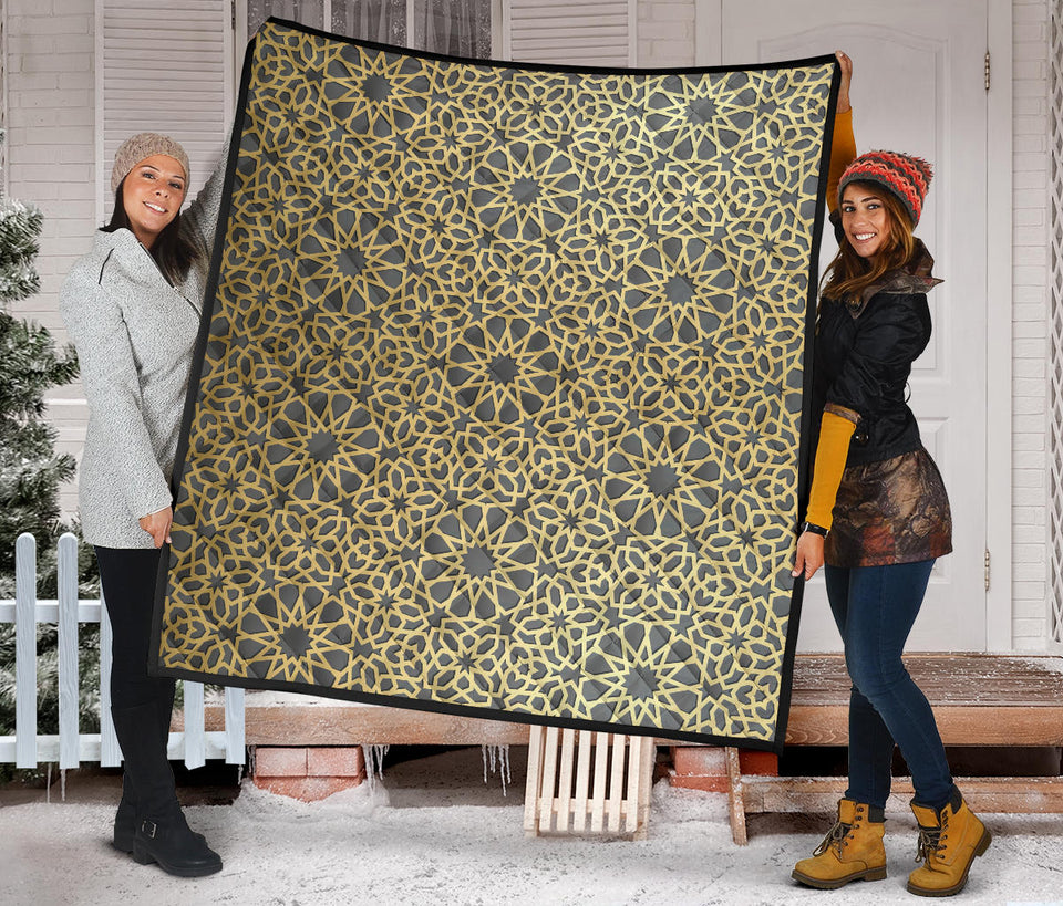Arabic Star Gold Pattern Premium Quilt