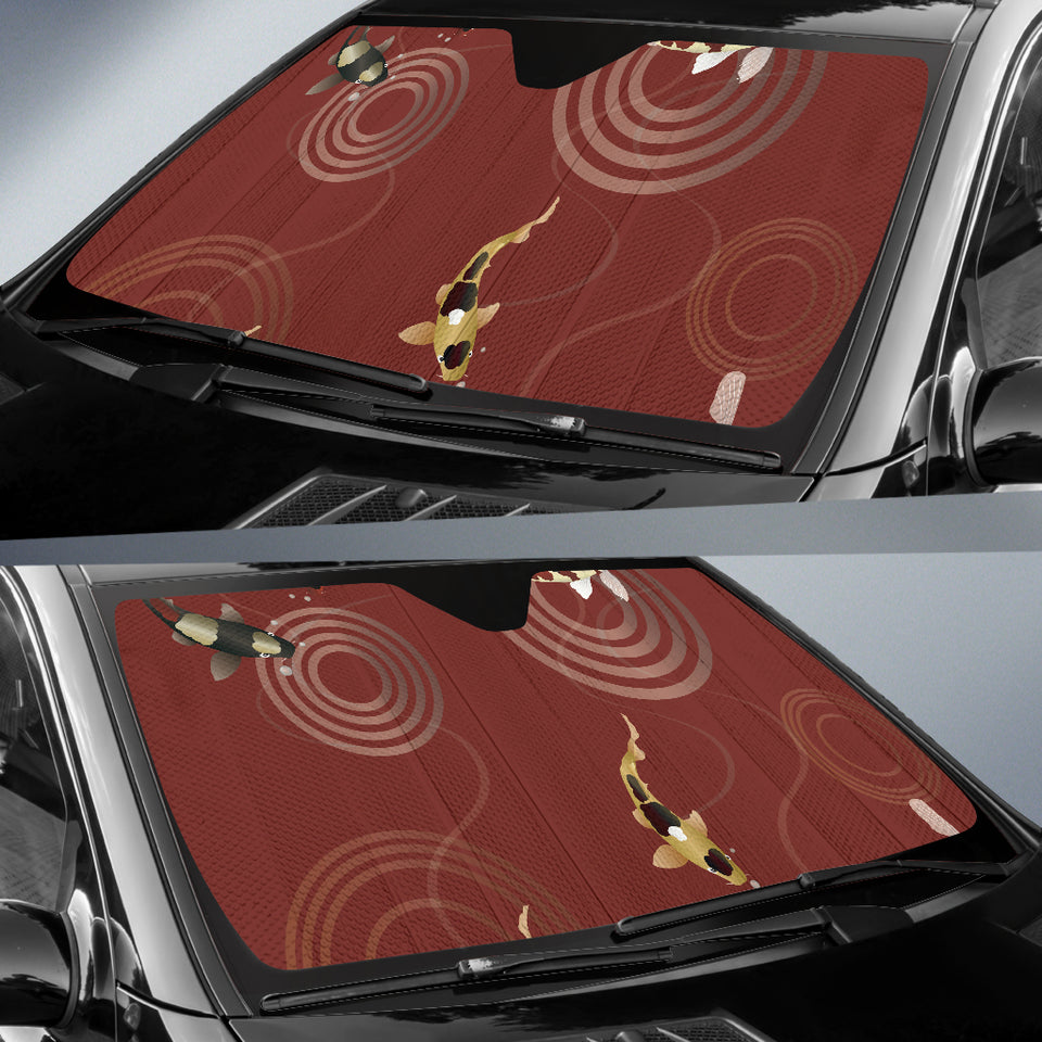 Koi Fish Carp Fish Red Background Car Sun Shade