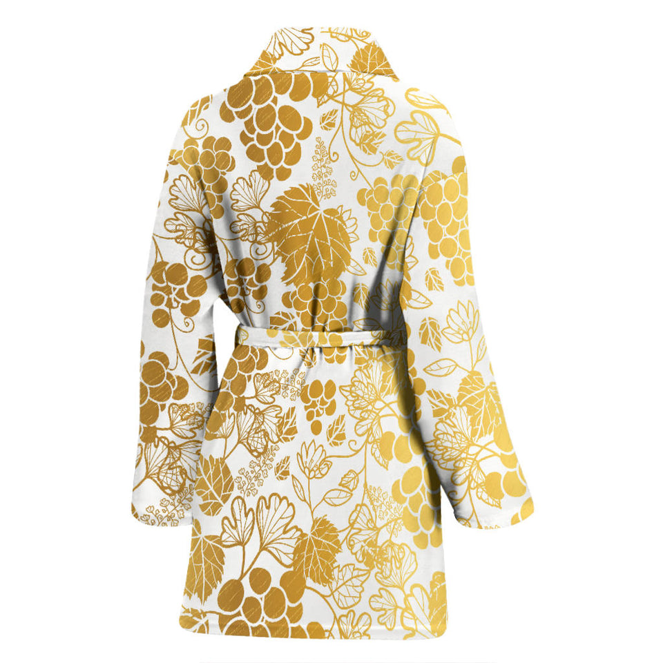 Gold Grape Pattern Women'S Bathrobe