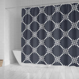 Nautical Steering Wheel Rope Pattern Shower Curtain Fulfilled In US