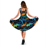 Colorful Shark Sleeveless Midi Dress