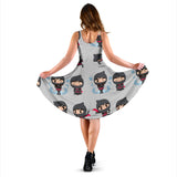 Cute Ninja Pattern Sleeveless Midi Dress