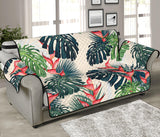 heliconia flowers, palm and monstera leaves Sofa Cover Protector