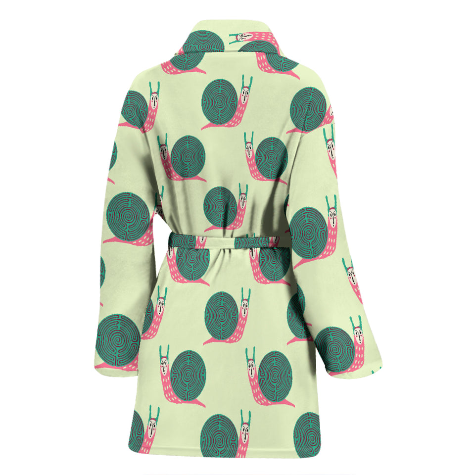 Snail Pattern Print Design 04 Women's Bathrobe