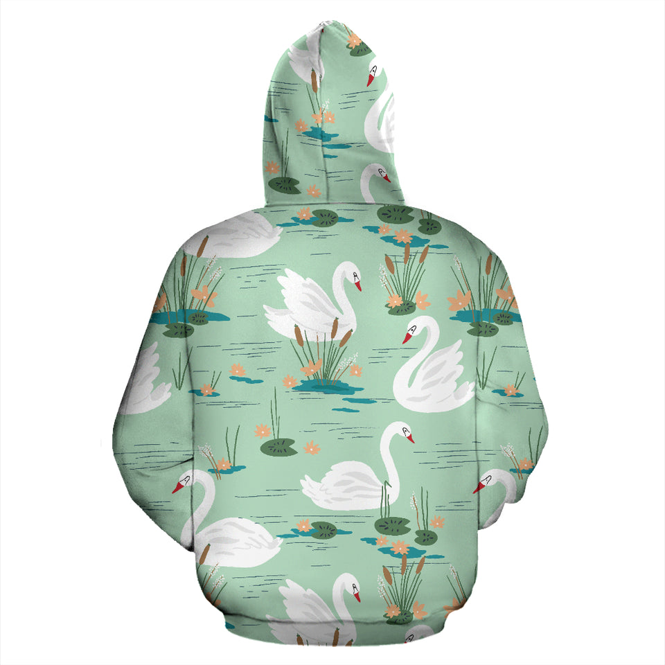 White Swan Lake Pattern Zip Up Hoodie