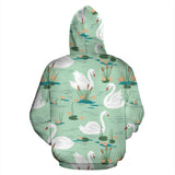 White Swan Lake Pattern Zip Up Hoodie
