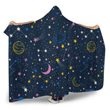 Space Pattern With Planets, Comets, Constellations And Stars Hooded Blanket
