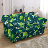 Lime Ice Flower Pattern Loveseat Couch Slipcover