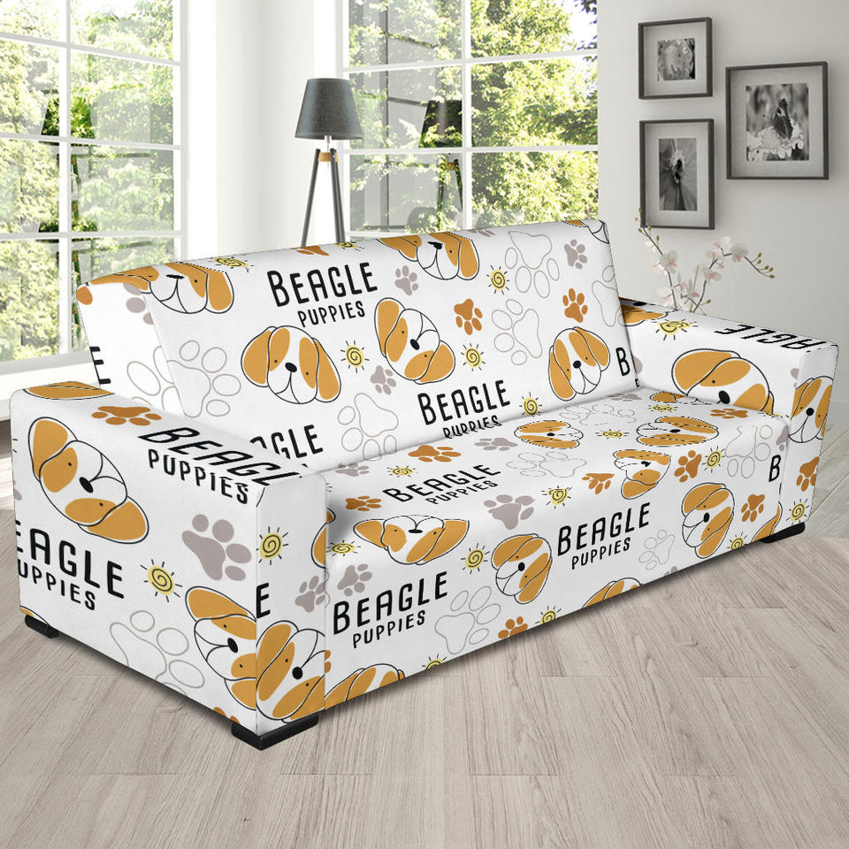 Cute Beagle Dog Pattern Background Sofa Slipcover