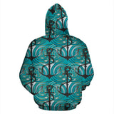 Anchor Nautical Green Background Zip Up Hoodie