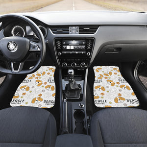 Cute Beagle Dog Pattern Background Front And Back Car Mats