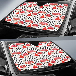 Red Mushroom Dot Pattern Car Sun Shade