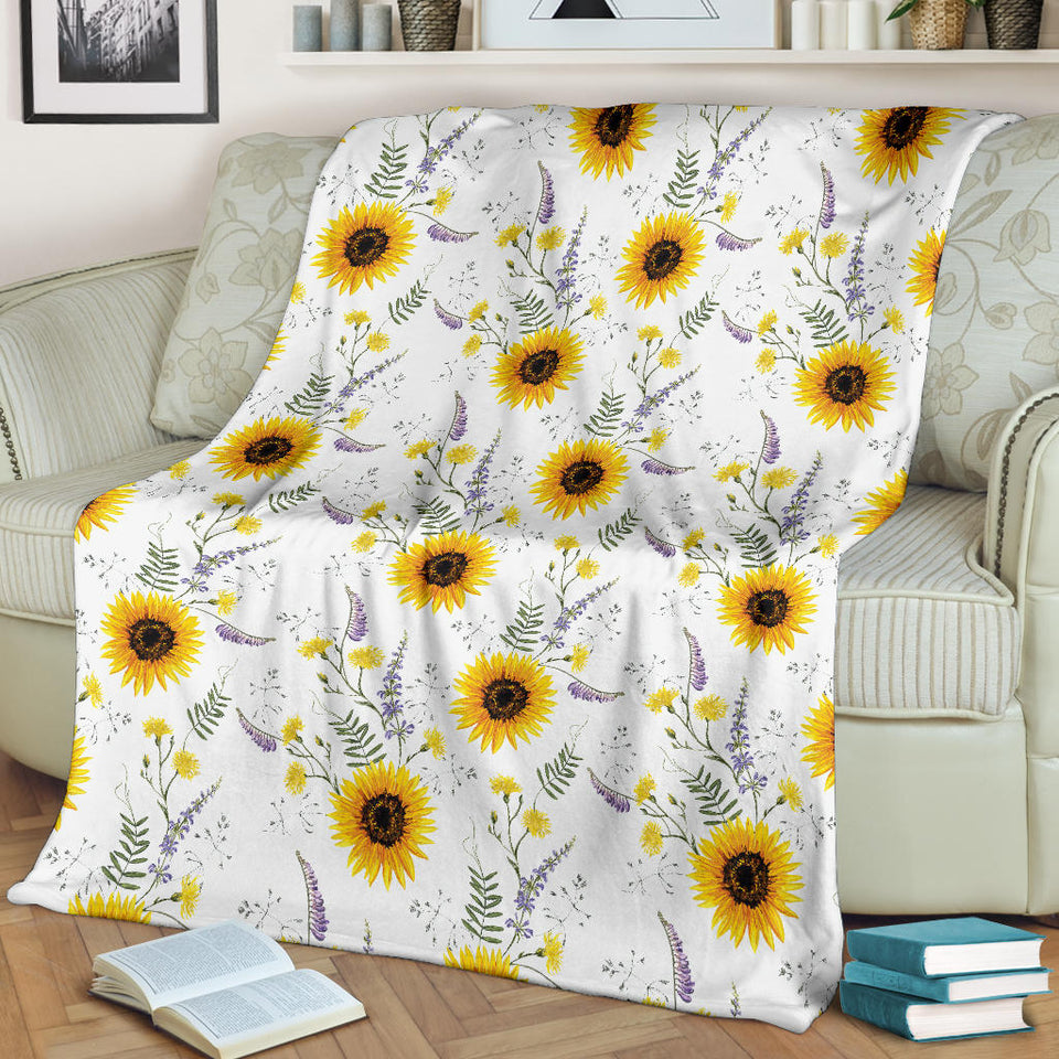 Beautiful Sunflowers Pattern Premium Blanket
