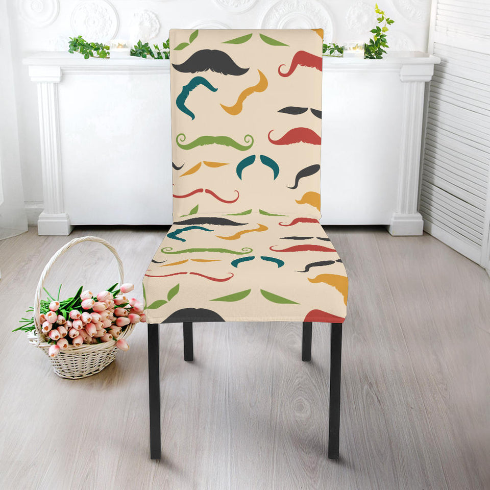 Mustache Beard Pattern Print Design 03 Dining Chair Slipcover