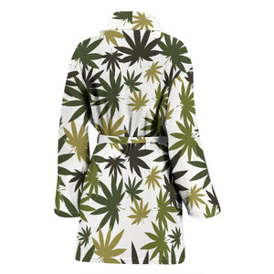 Canabis Marijuana Weed Pattern Print Design 05 Women's Bathrobe