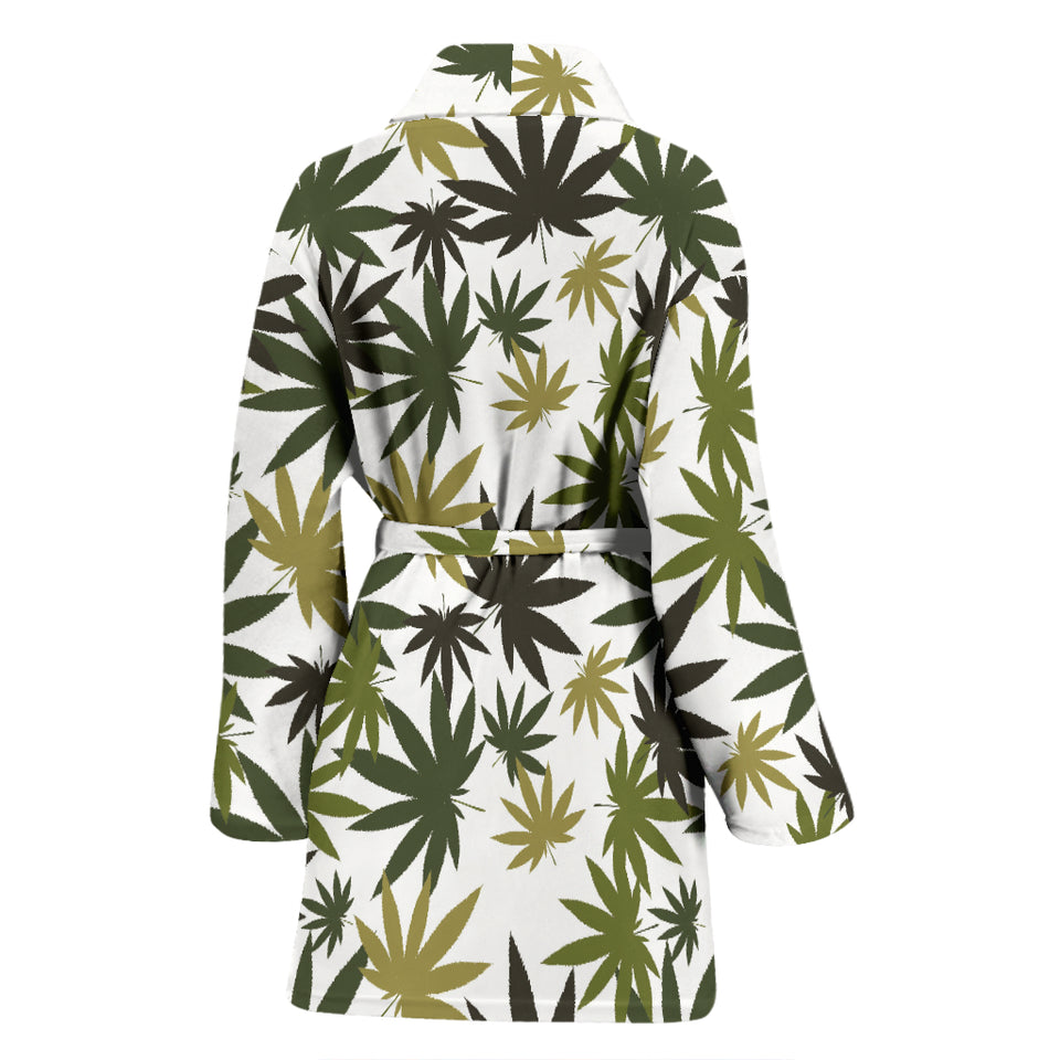 Canabis Marijuana Weed Pattern Print Design 05 Women's Bathrobe
