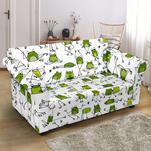 Sketch Funny Frog Pattern Loveseat Couch Slipcover