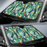 Colorful Parrot Exotic Flower Leaves Car Sun Shade