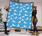 Cute Sea Lion Seal Pattern Background Premium Quilt
