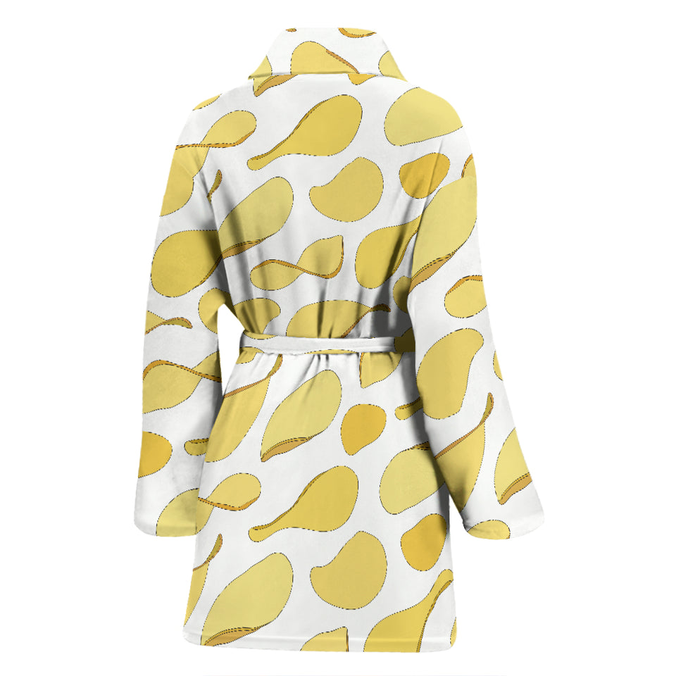 Potato Chips Pattern Print Design 02 Women's Bathrobe