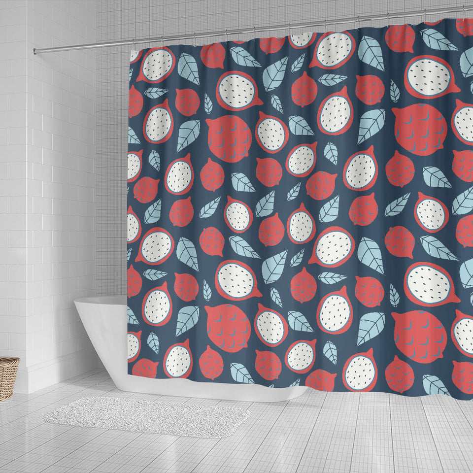 Dragon Fruits Dark Blue Background Shower Curtain Fulfilled In US