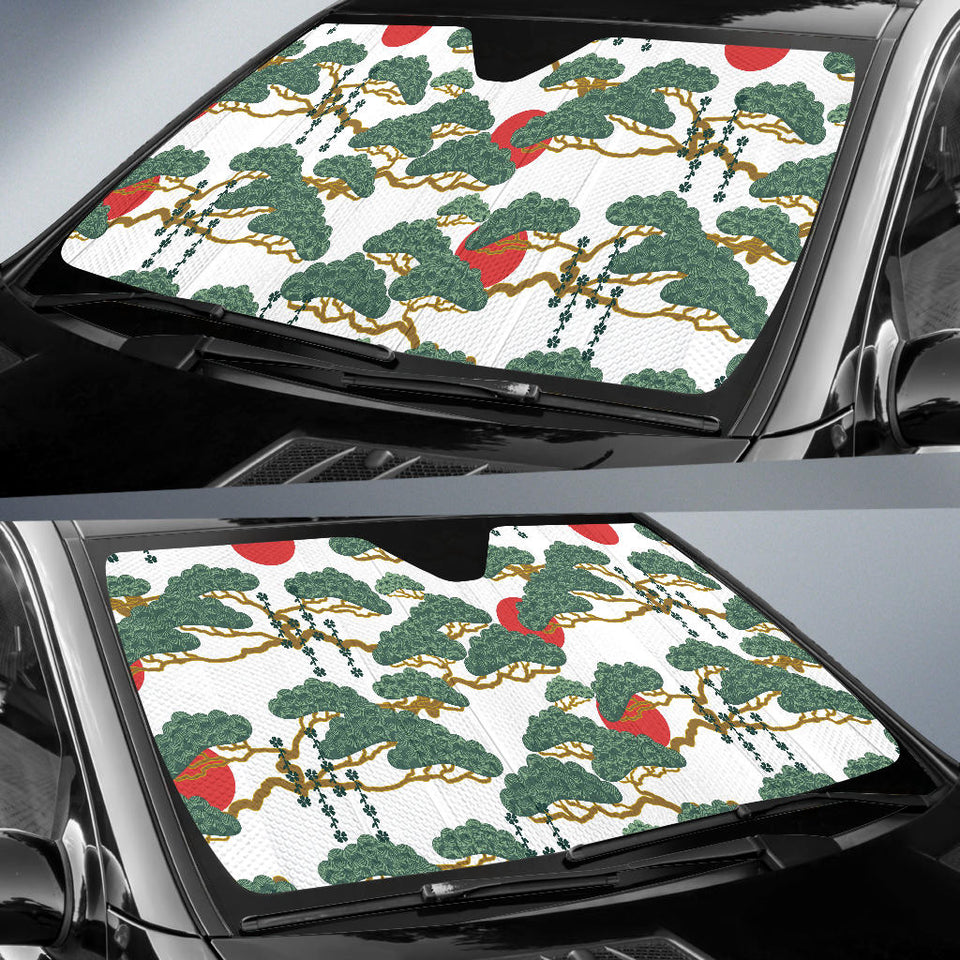 Bonsai Red Sun Japanese Pattern Car Sun Shade