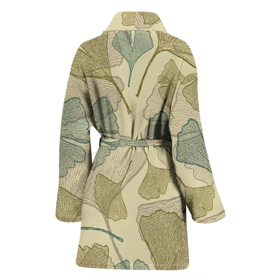 Ginkgo Leaves Design Pattern Women'S Bathrobe