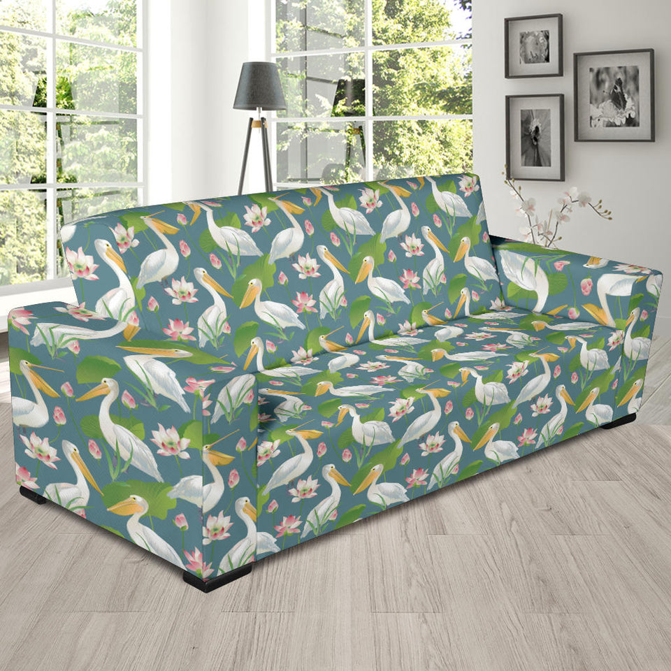 Pelican Pattern Print Design 04  Sofa Slipcover
