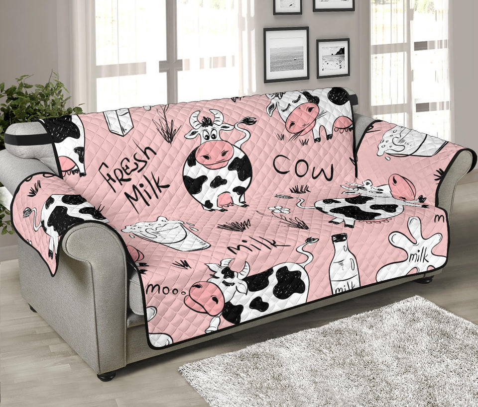 Cows milk product pink background Sofa Cover Protector