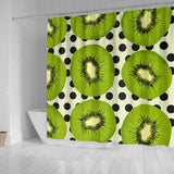 Kiwi Black Dot Background Shower Curtain Fulfilled In US
