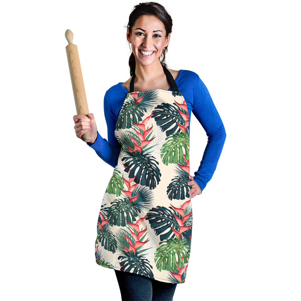 Heliconia Flowers, Palm And Monstera Leaves Adjustable Apron