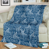 Hand Drawn Sailboat Pattern Premium Blanket