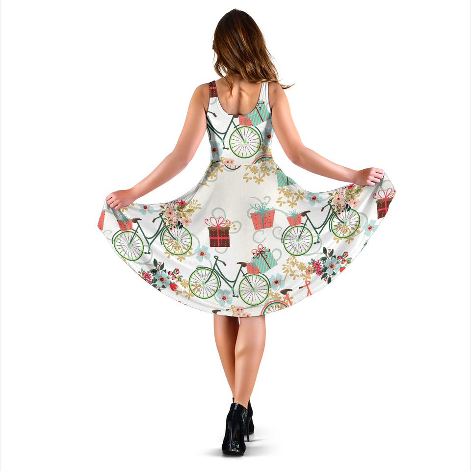 Bicycle Pattern Print Design 05 Sleeveless Midi Dress