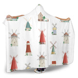 Windmill Design Pattern Hooded Blanket