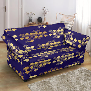 Beautiful Japanese Fan Pattern Loveseat Couch Slipcover