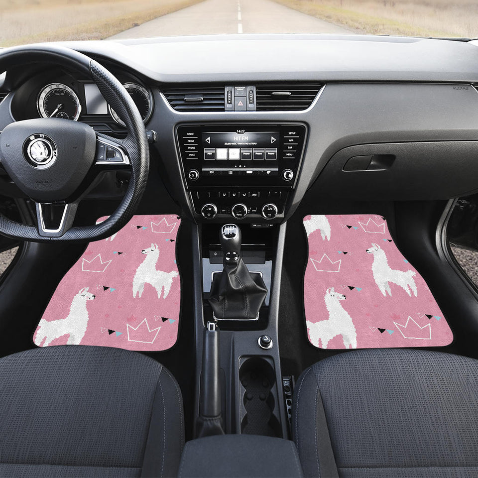 Llama Alpaca Pink Background Front And Back Car Mats