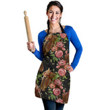 Horse Head Wild Roses Pattern Adjustable Apron