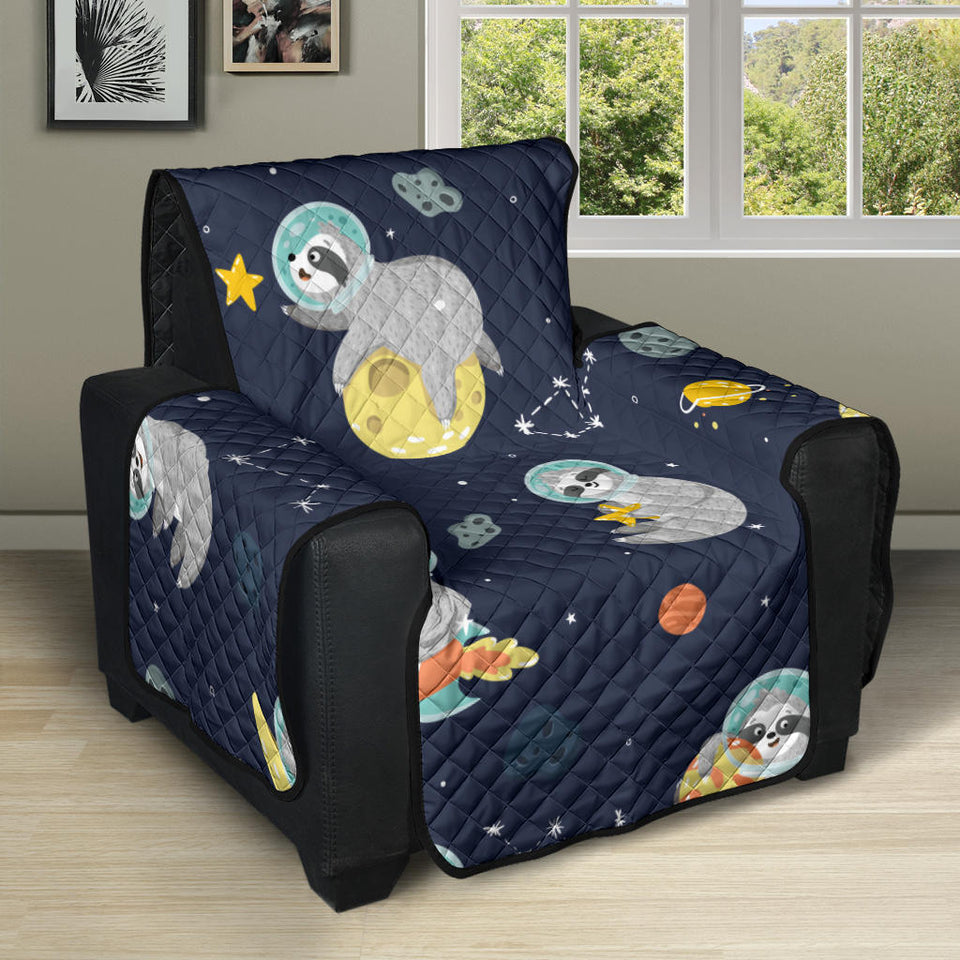 Cute sloth astronaut star planet rocket pattern Recliner Cover Protector