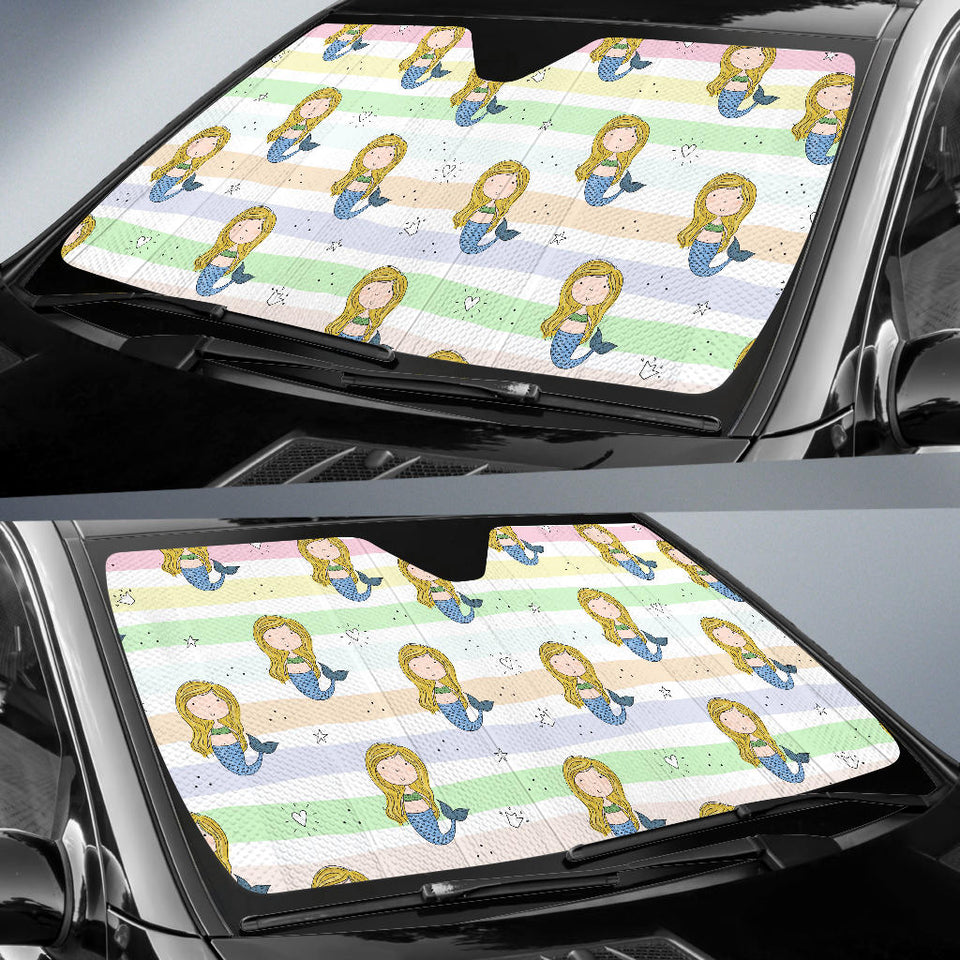 Cute Hand Drawn Mermaid Car Sun Shade