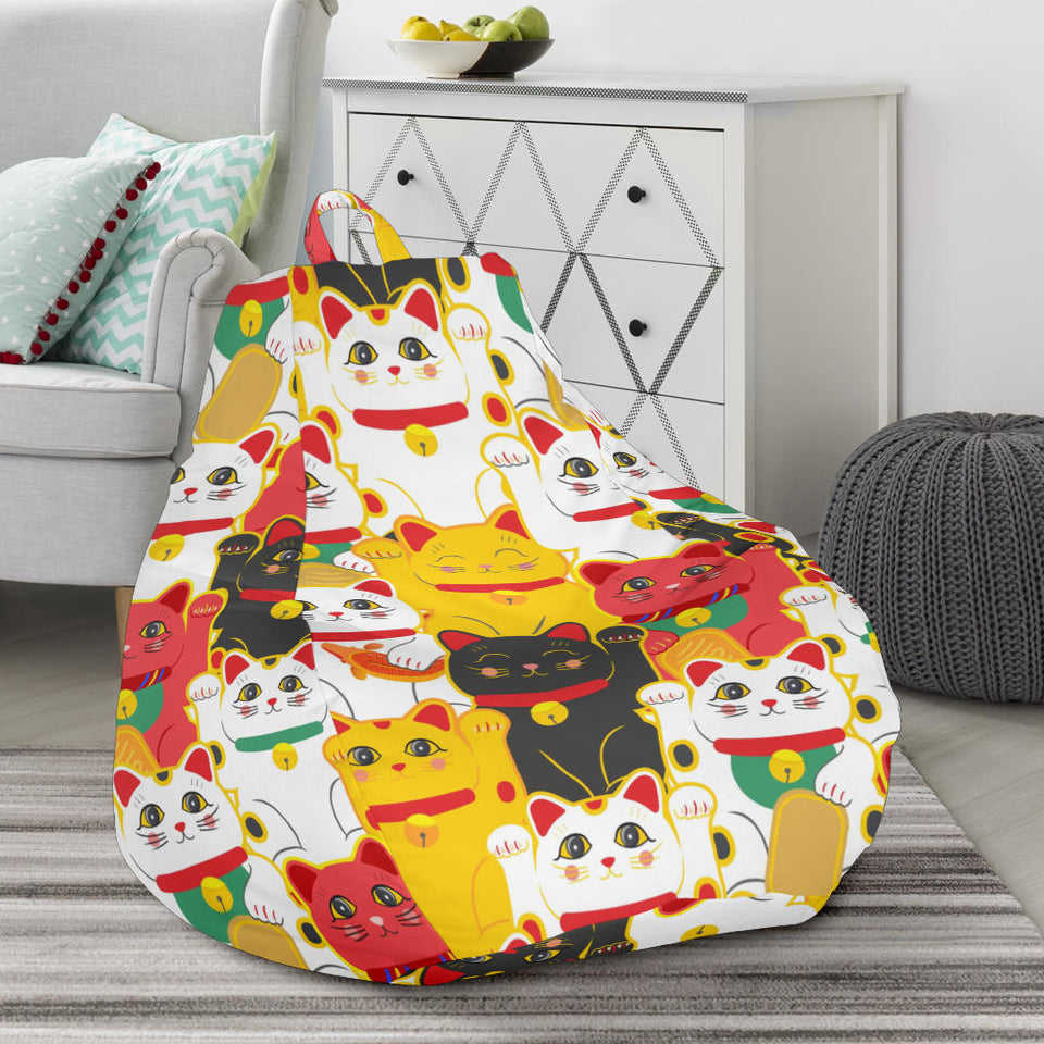 Colorful Maneki Neko Lucky Cat Pattern Bean Bag Cover